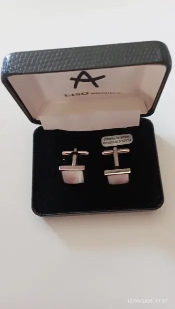Bouton de manchette plaqué rhodium