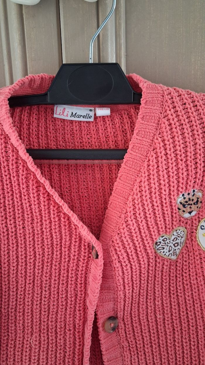 Gilet grosse maille rose lili marelle 10 ans - photo numéro 3