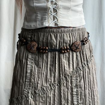 Ceinture de taille perles coeurs bois y2k trending - Taille ajustable