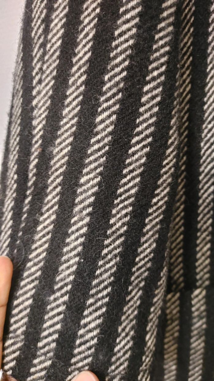 Veste manteau vintage en laine mélanger motif chevron rayé noir - photo numéro 5