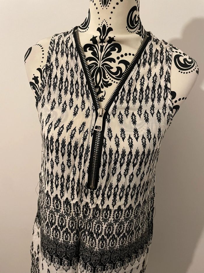 Robe Kaylla motif ethnique noir et blanc, fermeture éclair, taille 36 - photo numéro 2