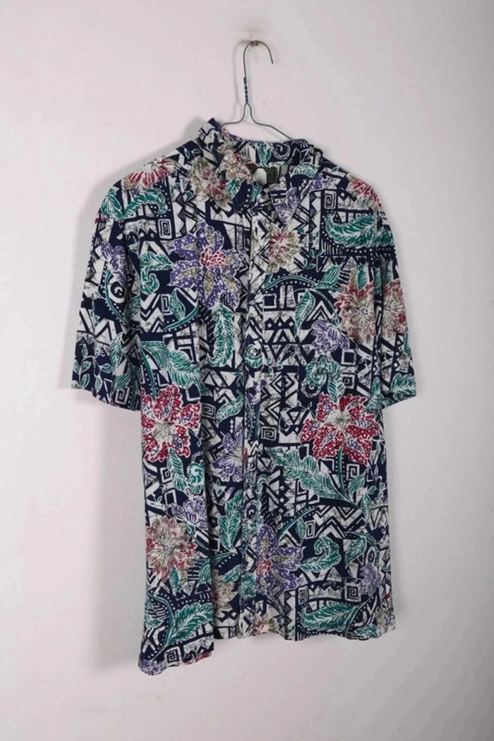 Chemise Hawaïenne vintage 90's en coton léger motif tribal (#250023) - photo numéro 3