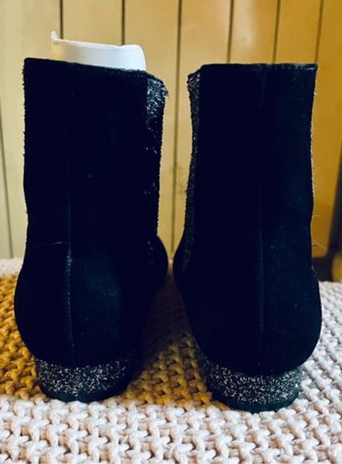 Bottines chelsea boots Mellow Yellow daim noir + paillettes argentees - photo numéro 6