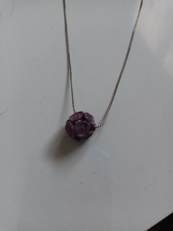 Collier fantaisie rose violet - photo numéro 2