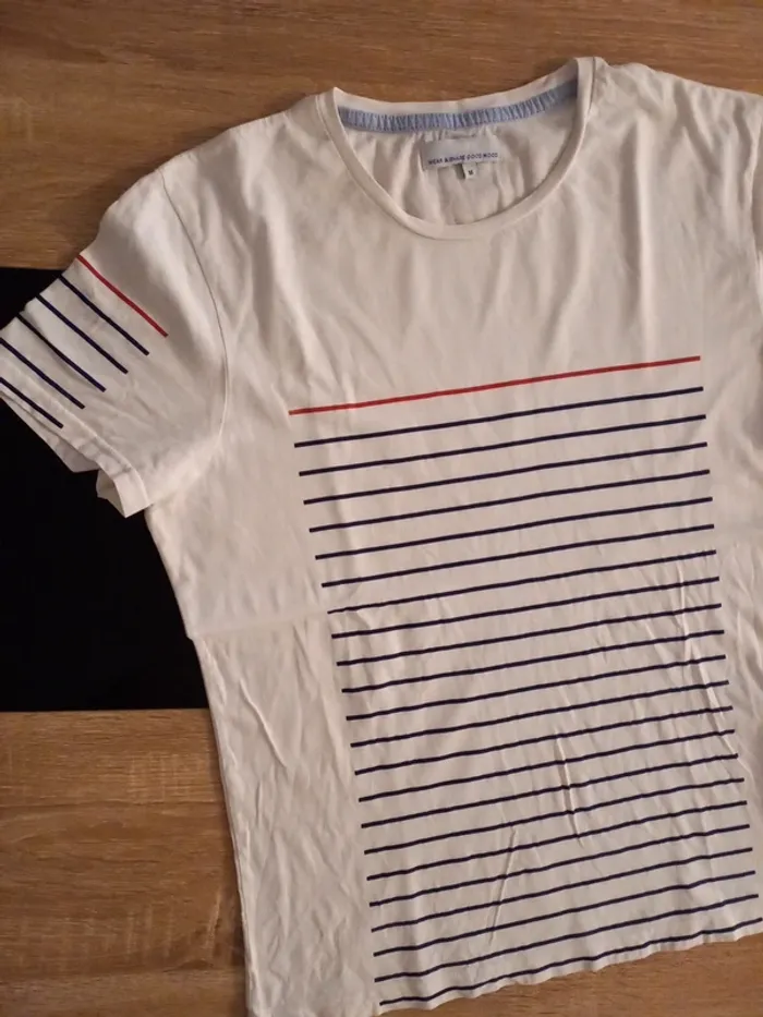 Tee-shirt blanc rayé T.M - photo numéro 2