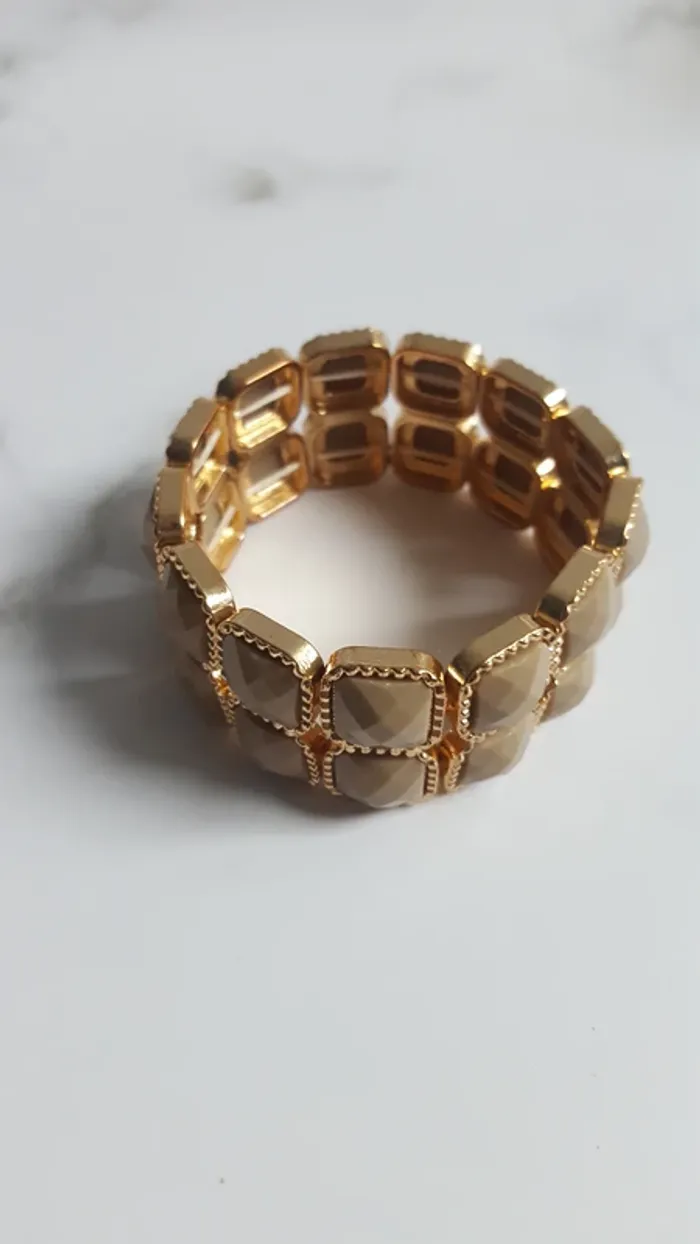 Bracelet doré & pierres taupe - photo numéro 2