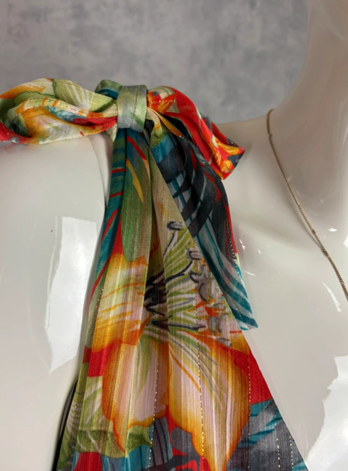 🌸 Robe longue à motif avec noeud sur les épaules Taille 42/44 - photo numéro 4