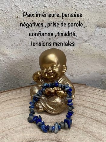 Bracelet chips de lapis lazuli 17 cm , lithothérapie