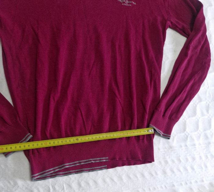 Pull col v , homme , pepe jeans  , taille M  , couleur bordeaux - photo numéro 8