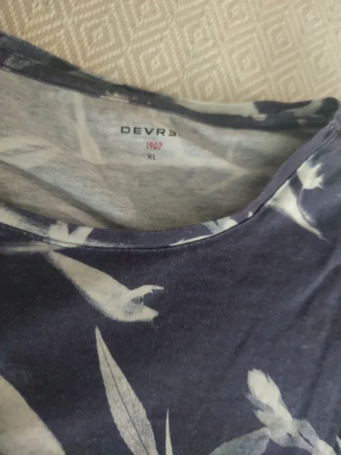 Tee shirt bleu feuillage Devred xl - photo numéro 3