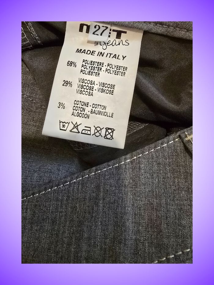 Jean Droit MET in Jeans – Gris Délavé – Taille 38 M – Made in Italy – Broderies Poches Arrière – Très Bon État - photo numéro 4