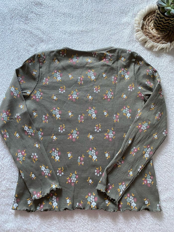 T-shirt côtelé fleuris ml 8 ans - photo numéro 3