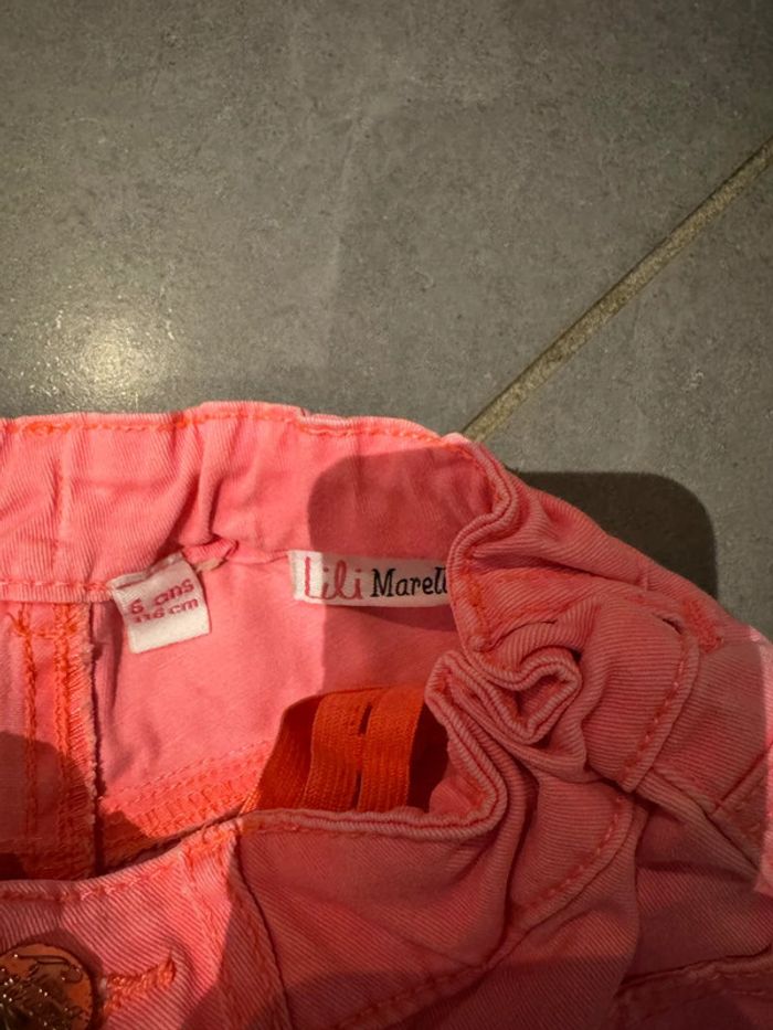 Short / Bermuda en jean avec 2 poches devant & 2 poches derrière - Lili Marelle - Rose - 6 ans - photo numéro 2