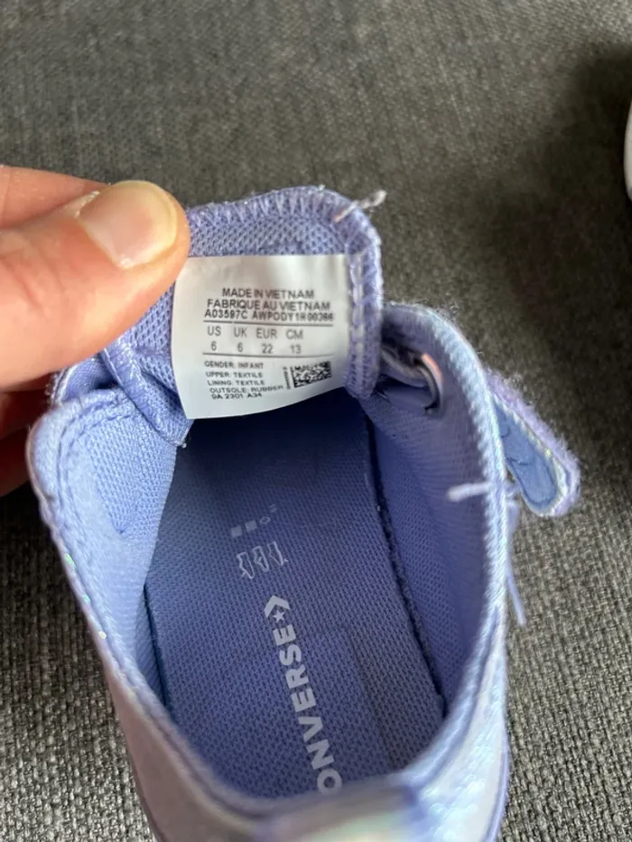 Converse basse bébé fille, violette à paillettes, taille 22 - photo numéro 5