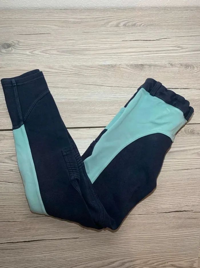 Pantalon  d’équitation Fouganza  12  Ans,  Turquoise et  Bleu Marine