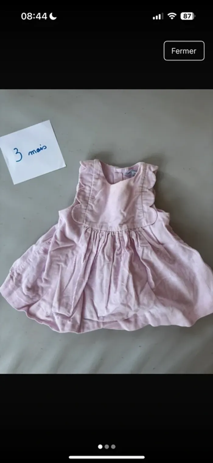 Robe Rose Jacadi velours 3 mois