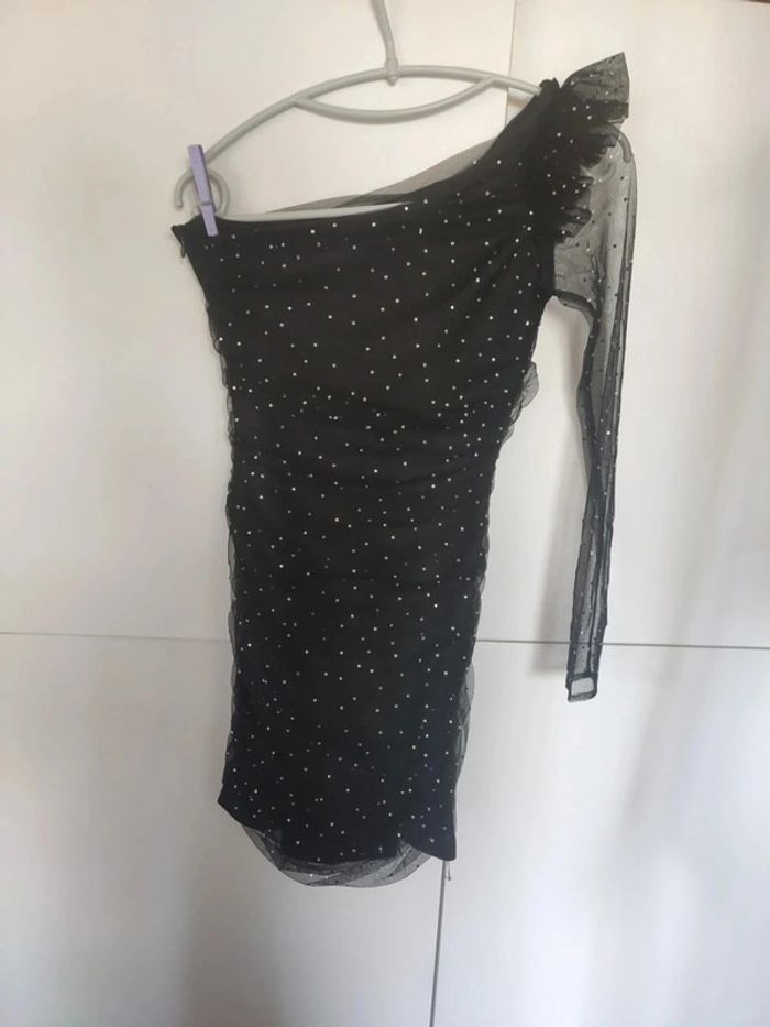 Zara robe asymétrique noire paillettes S - photo numéro 2