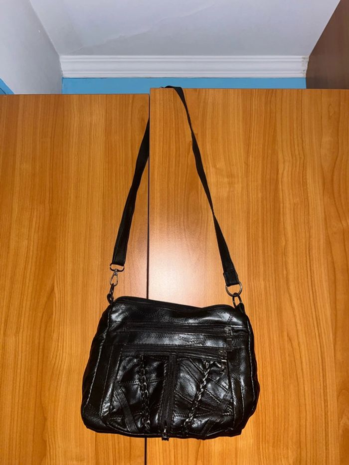 Sac en cuir noir uni (petit) - photo numéro 2