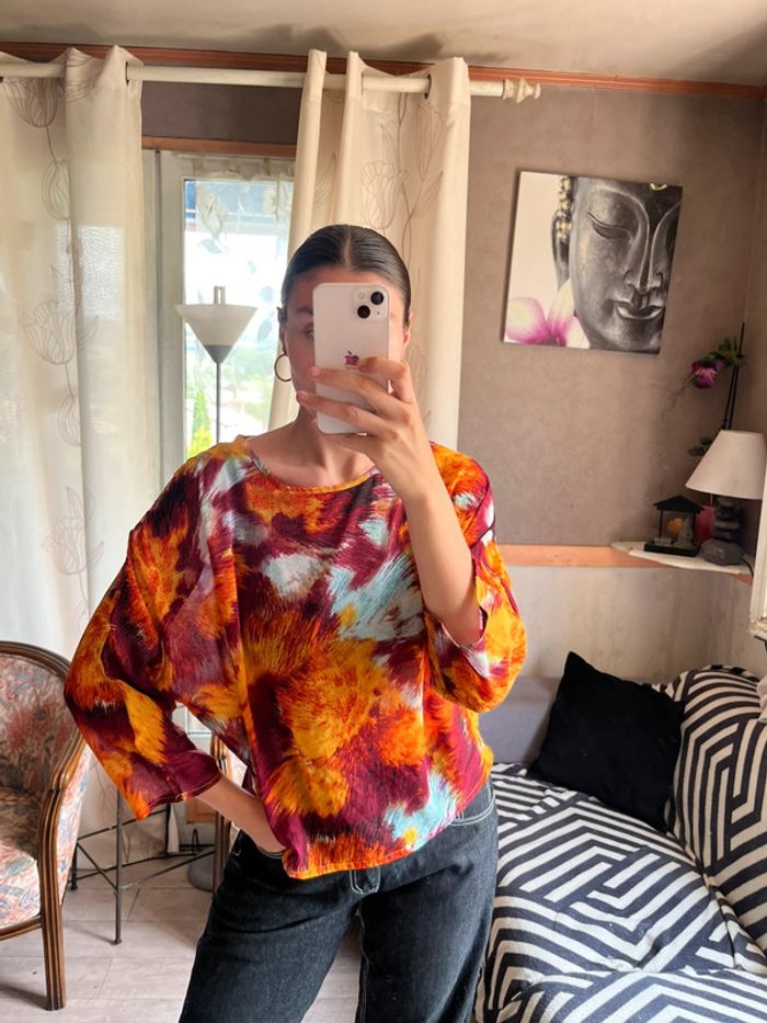 Blouse hippie asymétrique vintage bohème champêtre y2k siren office core