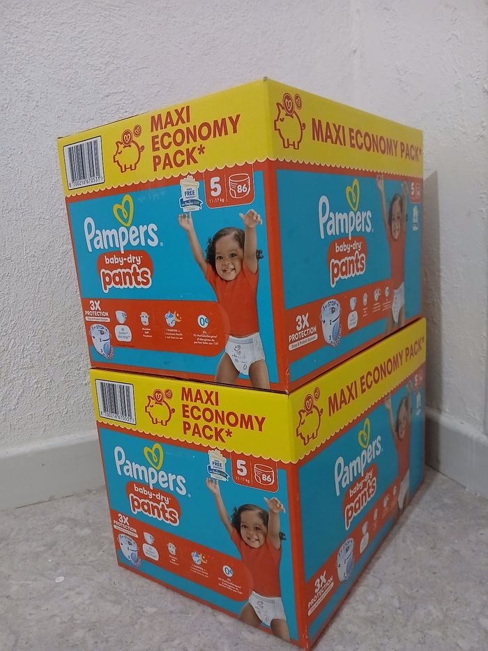 Lot de 2 carton Pampers taille 5 pants MAXI pack, soit 172 couches culotte ( pants)Neuf - photo numéro 2