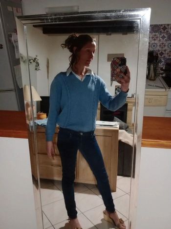 Pull femme 42 bleu mailles c 75D