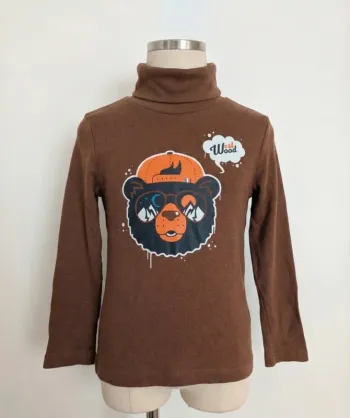 Sous-pull Col Roulé Marron Ours "West Wood" Gémo - Taille 5 Ans