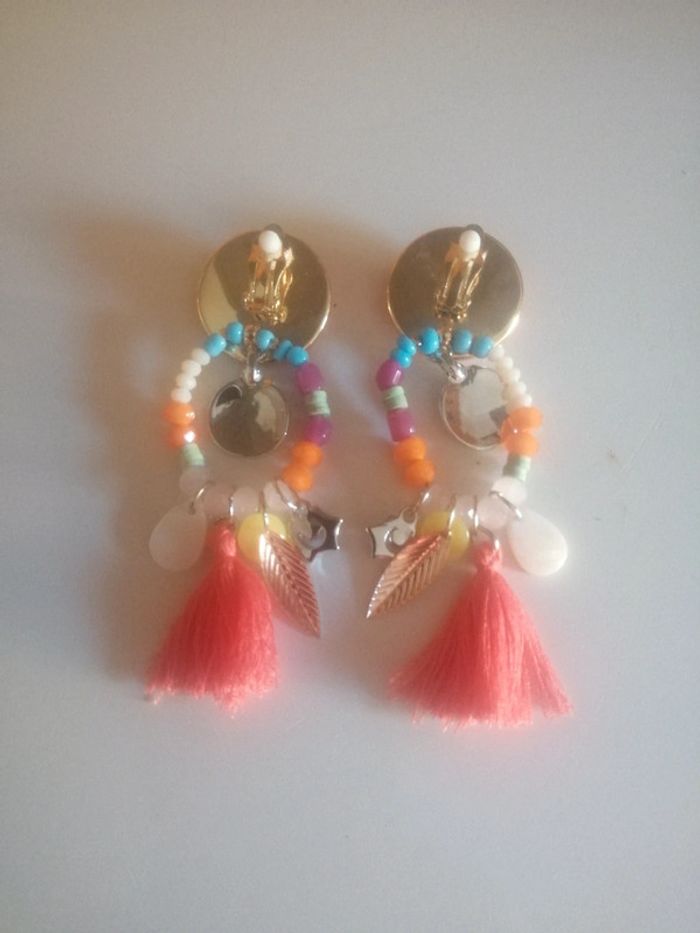 🌸Boucles d'oreilles clips aux couleurs d'été "Ikita" 🌸 - photo numéro 5