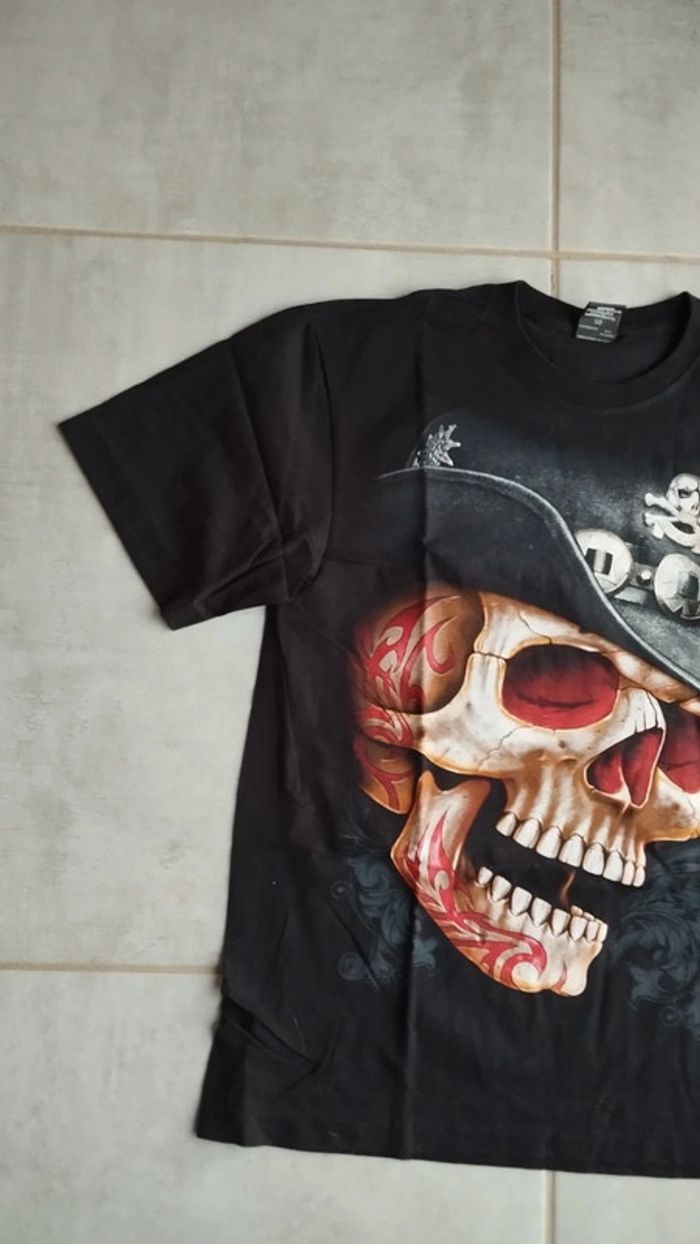 Tee-shirt noir tête de mort taille l homme - photo numéro 3