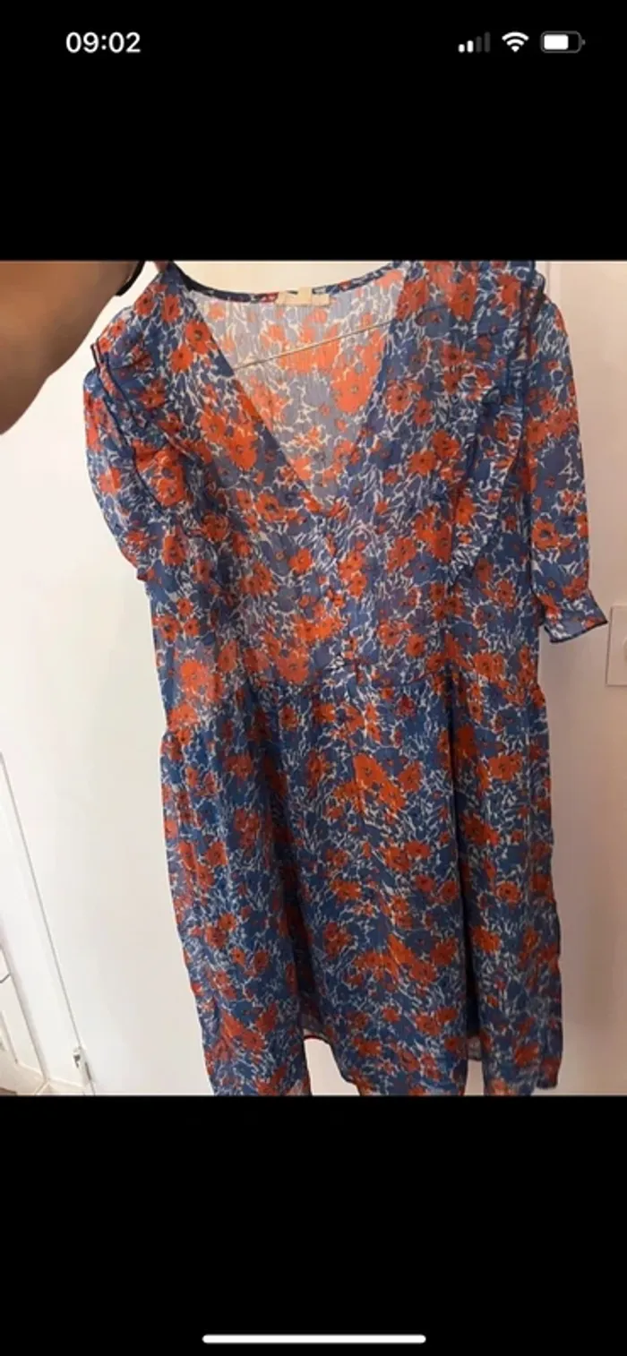Robe fleurie été bleu et rouge - photo numéro 3
