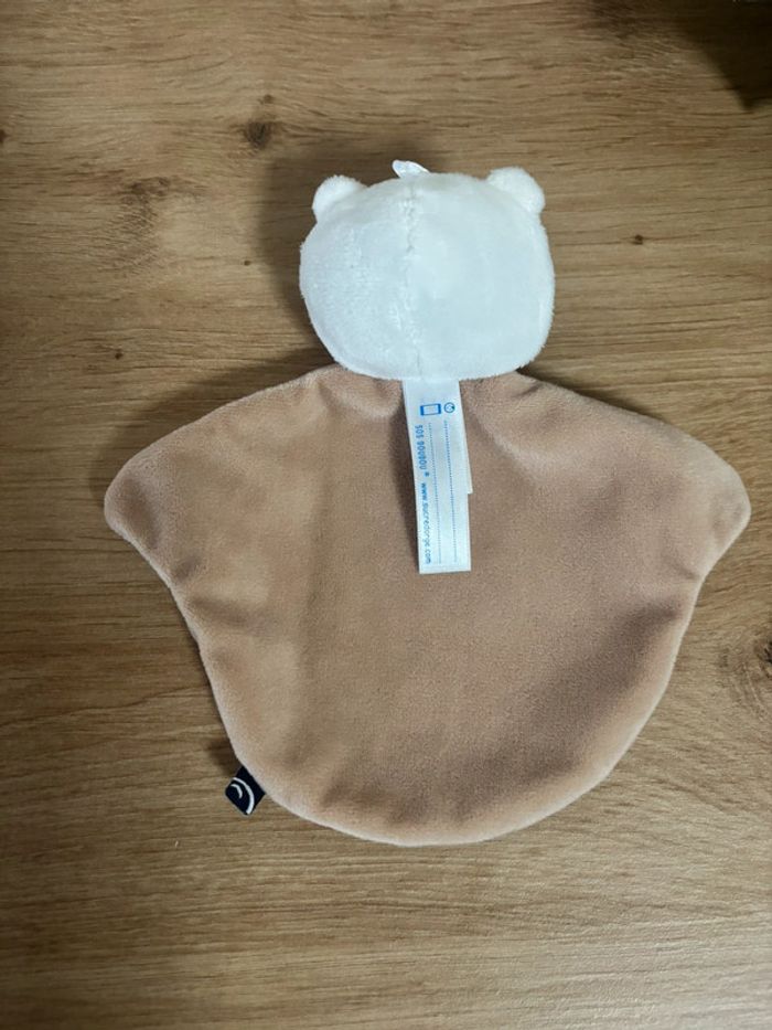 Doudou plat ours marron blanc sucre d orge état neuf - photo numéro 2