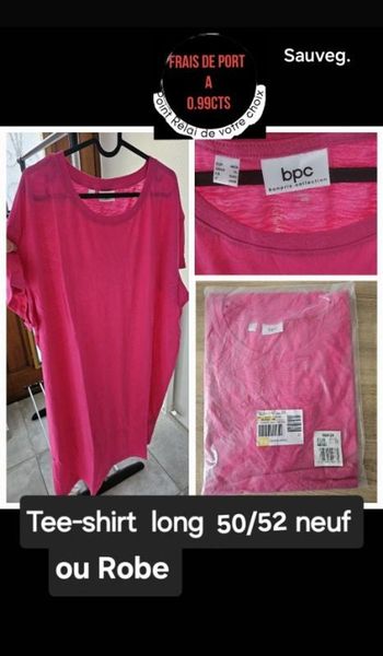 Tee-shirt long / tunique 50/52 femme grande taille