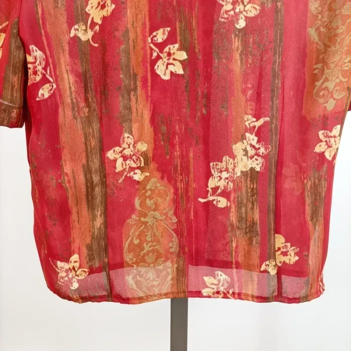 Chemisier fluide rouge imprimé floral Un Jour Ailleurs taille 42 A915 - photo numéro 10
