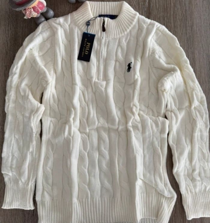RALPH LAUREN Pull demi-zippé en coton torsadé