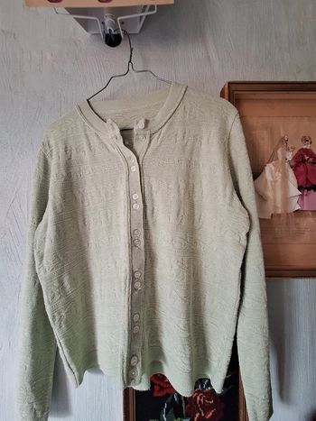 Joli cardigan vintage vert pastel