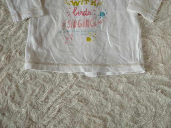 Tee shirt tunique chemise manches longues Fille 3 mois Happy birds Vertbaudet 100% coton - photo numéro 6