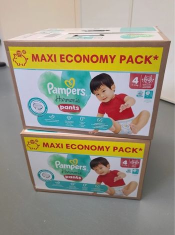 2 cartons de couches Pampers harmonie pants taille 4