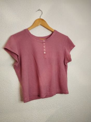Top court rose effet gauffré