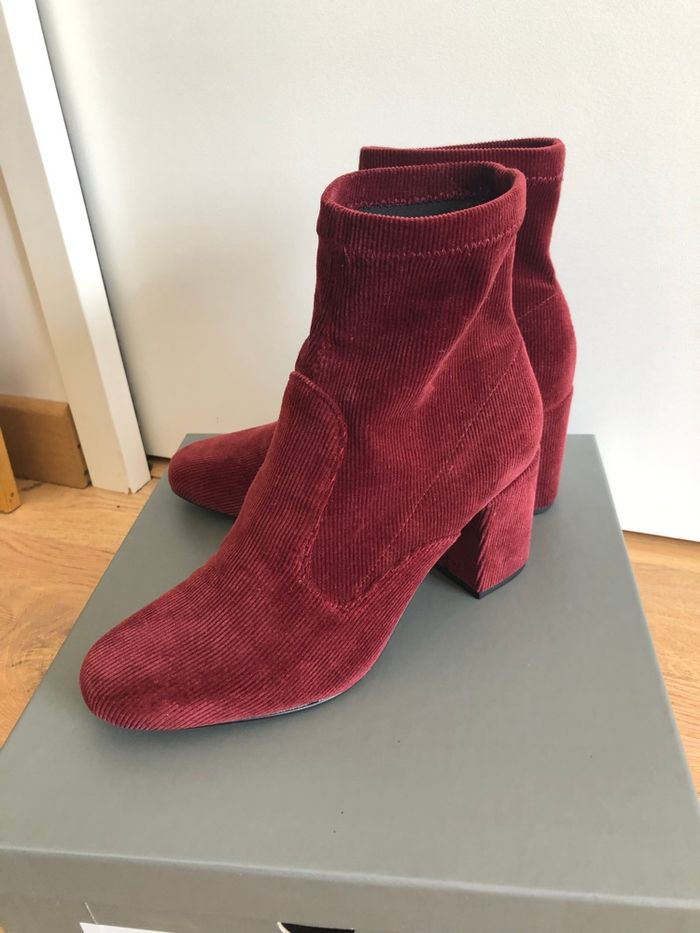 Bottines velours et cuir bordeaux Minelli - photo numéro 3