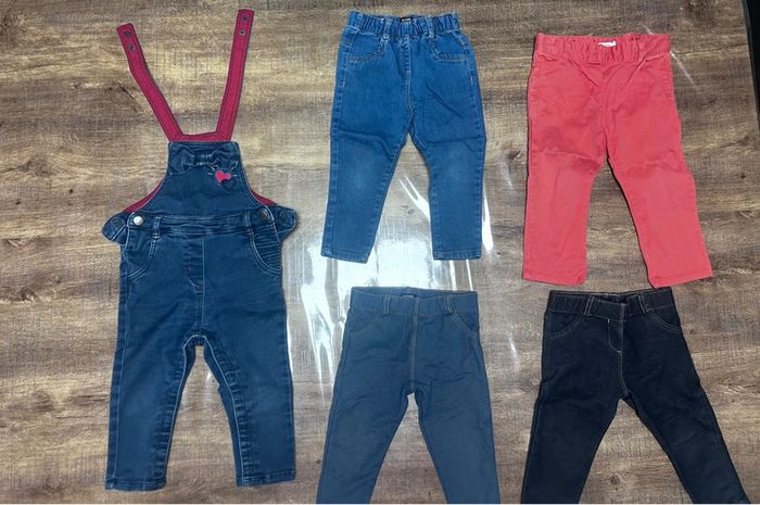 Lot jeans pantalons leggings shorts fille 18mois - photo numéro 3