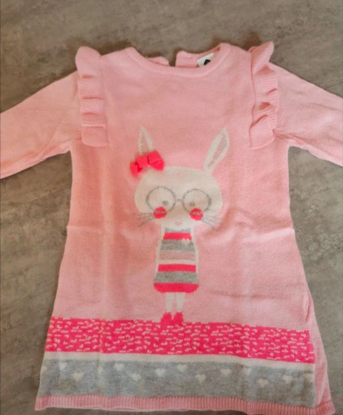 Robe à manches longues bébé fille 6 mois Lapin Pâques NEUVE - photo numéro 2