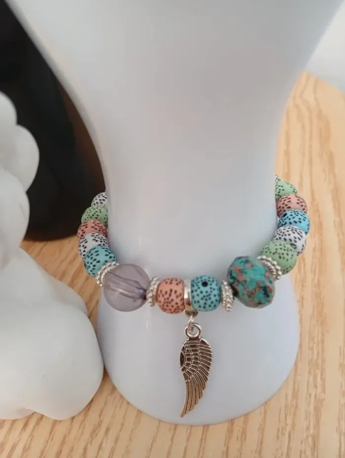 Bracelet bohémien en pierres femme motif aile - photo numéro 2