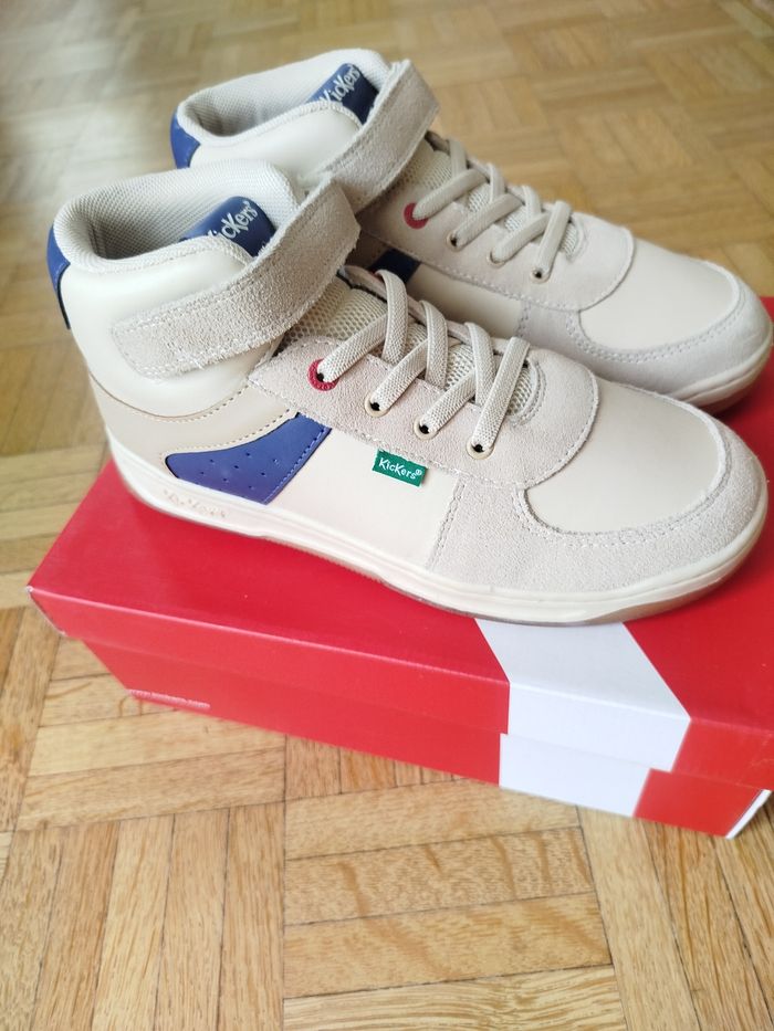 Chaussures sneakers baskets kickalien garçon beige 34 kickers neuf - photo numéro 3