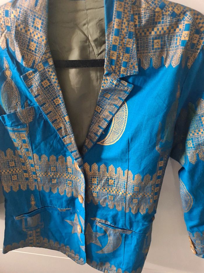 Veste vintage bleu et dorée - photo numéro 2
