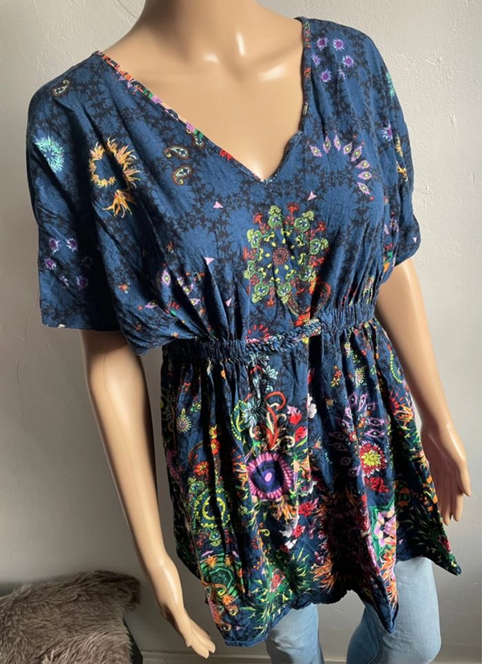 Tunique Desigual Fleurie Bleue - Taille M - photo numéro 4