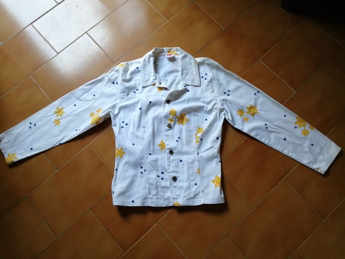 Veste en jean blanche imprimée Taille 2 Dorotennis