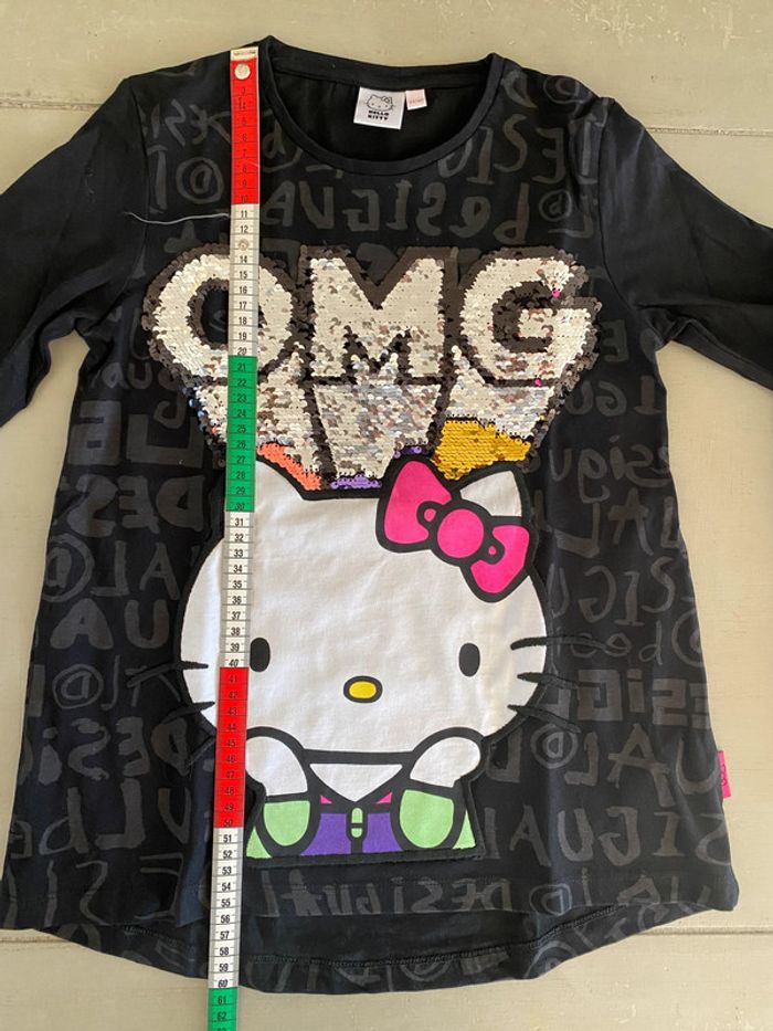 Tee shirt Desigual Hello Kitty noir a sequins paillettes taille 11-12 ans - photo numéro 12