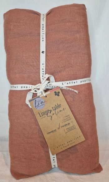 Nappe de table “Soline” – Lin lavé – Vieux Rose – 170x250 cm