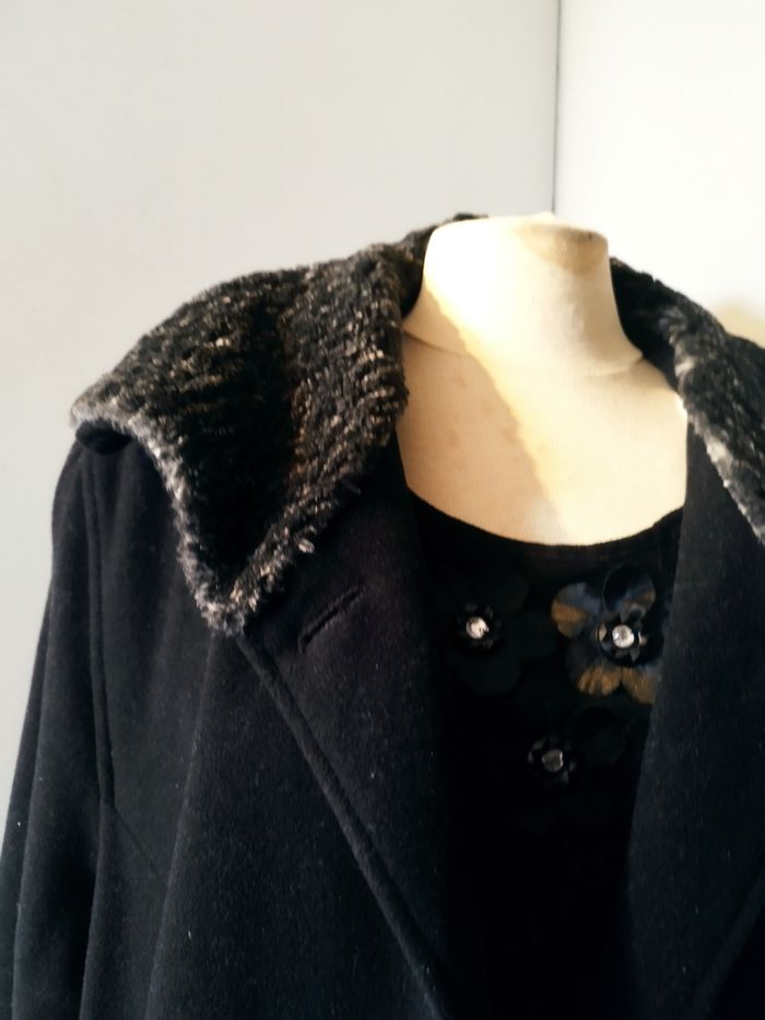 Manteau noir en laine femme grande taille - photo numéro 2