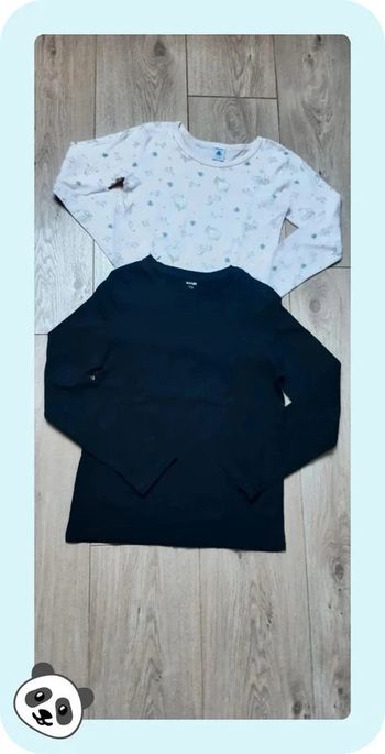 Lot de 2 hauts / tee-shirts Ml petit bateau / kiabi 10 ans en parfait état