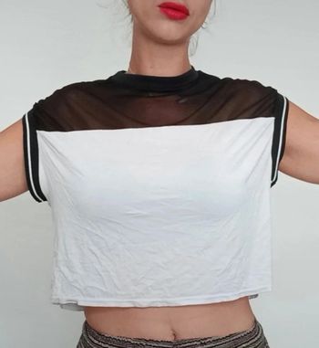 Top crop bicolore voile taille 38